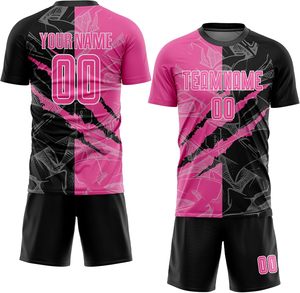 Maillot de football unisexe personnalisé, col en V, manches courtes, léger, séchage rapide, respirant, couleur dégradée, 100% polyester, uniforme sportif - Product Image 1