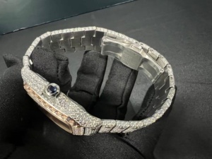 Высококачественные роскошные мужские часы CTR с арабским циферблатом, покрытые розовым золотом, с настоящим муассанитом, на стальном браслете - Product Image 6