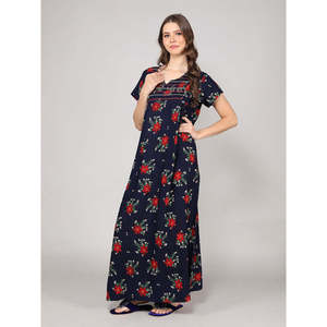 Chemise de nuit en viscose Liva super douce et respirante avec poche, imprimé floral, vêtements décontractés pour la maison, logo personnalisable, taille 3XL, offre ODM - Product Image 1