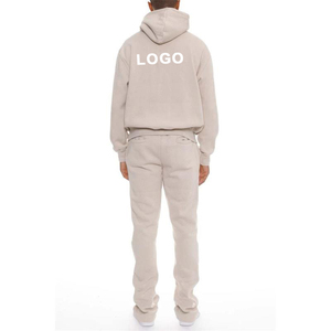 Logo personnalisé grande taille hommes Leggings évasés à capuche ensemble de gymnastique survêtement empilé vêtements de sport imprimé Technics hiver pantalons de survêtement évasés - Product Image 5