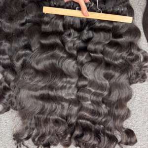 Meilleure qualité 100% vietnamien brut cheveux humains tissage Extension vague naturelle Machine Double trame Double dessiné 100g en gros - Product Image 1