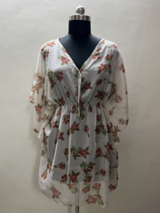 Ajuste relajado elegante drapeado corto Kaftan vestido estampado Casual trabajo de oficina Top para verano playa o fiesta de vacaciones - Product Image 6