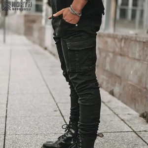 Jeans Denim Délavés de Haute Qualité pour Hommes Automne Hiver Décontracté Style Droit Séchage Rapide Coton Respirant Logo Personnalisé - Product Image 4