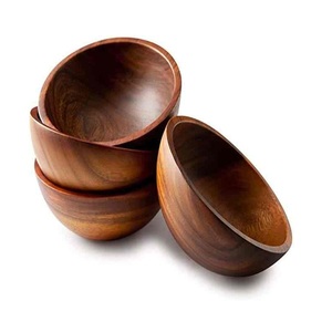 Cuenco de madera de acacia para Fideos, lazo de fruta de madera de Acacia Natural, producto hecho a mano, vajilla para servir comida de Hotel en casa, cuenco hecho a mano - Product Image 2