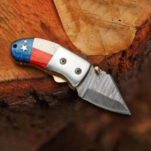 Navaja Plegable de Bolsillo de Acero de Damasco Forjada a Mano, Navajas Tácticas Plegables EDC, Acero de Damasco Personalizable OEM - Product Image 4