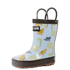 New Products Most Popular Print Boots For Kids Boys Colorful Stripes Children Rubber Rain Boot