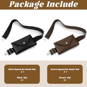 2 Packs de ceintures équestres pour femmes Sac de taille pour téléphone 1,5 pouce Ceinture d'équitation élastique avec boucle en argent - Product Image 6