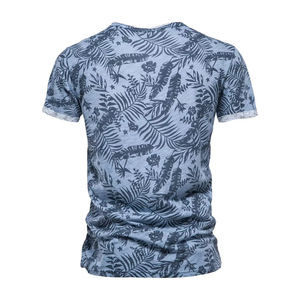 T-shirt à col roulé pour homme, à manches courtes, en tricot uni, imprimé numérique sur le devant, de qualité supérieure, écologique, coupe classique - Product Image 5