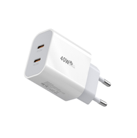 Chargeur USB C 40W 2 ports USB-C, alimentation PD 3.0, chargeur double 20W rapide pour iPhone 16 Pro Max, 15, 14, 13, 12
