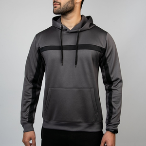 Sudadera con capucha personalizable con cordones térmicos de algodón 100% de calidad de lujo con Panel negro elegante de lana de carbón para hombre de invierno - Product Image 4