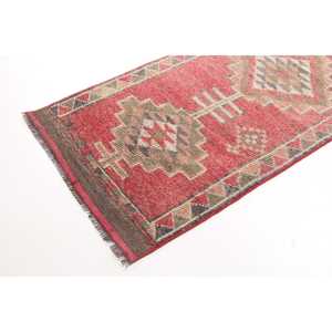 พรมตุรกีโบราณ ขนาด 2.7x11.7 ฟุต พรมลายพรางสีแดงทำจากขนสัตว์ - Product Image 2