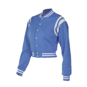 Chaquetas universitarias para mujer con logotipo personalizado 2025, nuevo estilo, tela de lona gruesa, cuello levantado, chaquetas recortadas de béisbol para invierno - Product Image 2