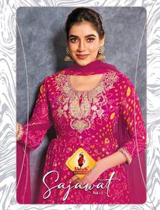 Georgette douce exclusive avec imprimé Bandhani et broderie de paillettes Pantalon Kurti et fabricant Dupatta de Surat - Product Image 6