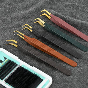 Pince à épiler incurvée classique de haute qualité pince à épiler en acier inoxydable et isolation fibre de cils pointe Volume pince à épiler Extension de cils - Product Image 1