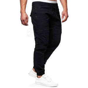 Pantalones de chándal deportivos de gran tamaño para hombre, ropa de calle elegante de Color sólido, Jogger, logotipo personalizado, tela de lona, bolsillos para pantalones Cargo - Product Image 4