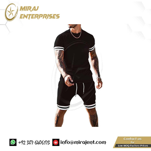 Survêtement streetwear tendance décontracté pour homme T-Shirt à manches courtes surdimensionné d'été avec short de plage quantité minimale de commande bas - Product Image 3