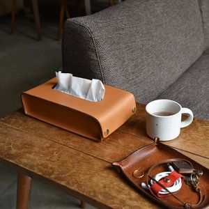 Boîte à mouchoirs rectangulaire en cuir de qualité supérieure, artisanat vintage, design classique, fabrication artisanale, étui durable pour voiture, bureau, maison - Product Image 1