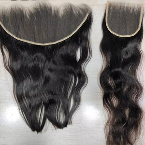 Vente en gros d'extensions de cheveux humains indiens Remy ondulés faisceaux 30 pouces de longueur traitement chimique aucun fermeture frontale meilleur prix - Product Image 1