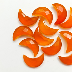 Pierre précieuse en cornaline naturelle, forme de croissant de lune facetté, perles en cornaline sculptées à la main, perles pour la fabrication de bijoux, 16 mm - Product Image 4