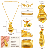 Collier pendentif gourde en or K avec zircone cubique et chaîne corde, bijoux ethniques pour mariages et fêtes, cadeau culturel, fournisseur en gros