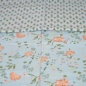 Sky Floral Print 240 TC Cotton <b>Double</b> Bed Dohar Handmade Luxury Stitching Customizable Weight Available in Queen King Twin Sizes - Product Image 3