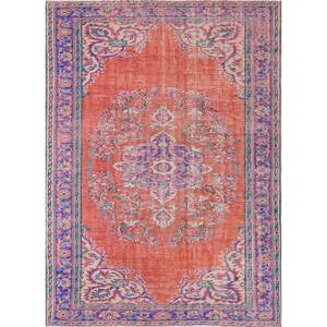 Alfombra de Lana Anudada a Mano de Gran Tamaño, Diseño de Medallón Rojo y Naranja, para Hogar y Sala de Estar, Alfombra Rectangular para Pasillo - Pae-2666 - Product Image 1