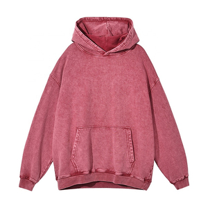 Design personnalisé Vintage Streetwear Hoodie 100% coton lavé à l'acide poids lourd surdimensionné français polaire imprimé motif saison d'hiver - Product Image 6