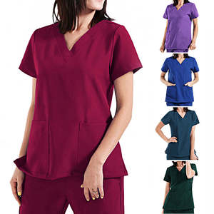 Conjuntos de uniformes personalizados, antiarrugas uniforme médico de belleza, tops con cuello en V, traje de enfermería, uniformes médicos para mujer - Product Image 1
