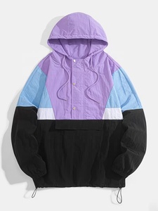 Chaqueta Cortavientos Impermeable de Secado Rápido para Exteriores, Ropa de Entrenamiento para Correr, Personalizable para Hombre, Transpirable, con Bloques de Color, de Poliéster, Corte Holgado, RGL - Product Image 1