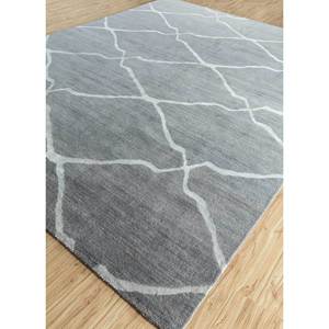 Alfombra de Lana y Seda de Bambú Anudada a Mano, Color Gris Clan y Negro, 10 mm de Grosor, Rectangular, con Patrón para Pasillo, Sala de Estar, Dormitorio para Adolescentes - Product Image 2