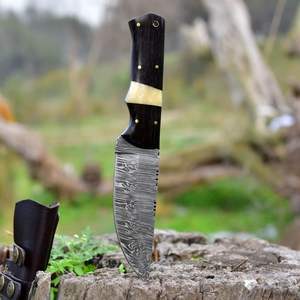 High Quality Handmade Damascus Steel Hunting and Camping <b>Knife</b> with Leather <b>Sheath</b> OEM Supported Fixed Blade Design - Product Image 4