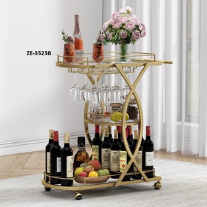 Chariot de bar de style américain en plastique plaqué de qualité supérieure, roues sûres, durable, écologique pour les hôtels, les villas, la décoration intérieure - Product Image 4