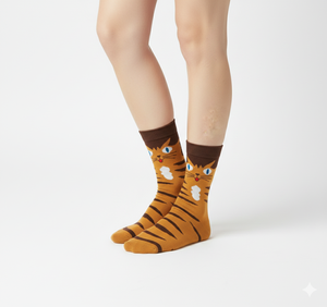 Chaussettes en coton chaudes d'hiver pour femmes avec un design tricoté mignon de chat et de chien, chaussettes tricotées respirantes avec des options de design personnalisées - Product Image 2