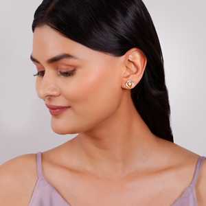 Pendientes de tuerca de diamante de corte princesa, pétalo de oro, estilo Vintage, 14K/18K, Amarillo/chapado en oro rosa, forma de tornillo con patrón de estrella - Product Image 5