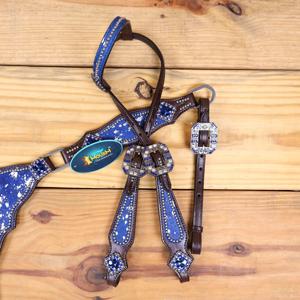 Western Leather Horse Headstall & Breastplate Set Western <b>Equestrian</b> Headstall Breast Collar Set - Product Image 6
