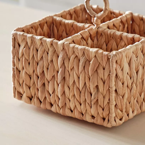 Eco-Friendly Handwoven <b>Square</b> Water Hyacinth Utensil Caddy - Stylish Kitchen Storage Organizer - Product Image 5