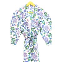 Nouvelle arrivée, robe kimono longue en coton pour femmes, imprimé floral, design de créateur, faite à la main, col en V, fermeture à cordon, séchage rapide, respirante