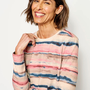 Sudadera de mezcla de algodón transpirable para mujer con estampado gráfico con capucha y hombros caídos-para looks en capas - Product Image 3