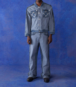 Bombardier vintage surdimensionné à motif brodé avec design personnalisé, veste de travail en denim délavé pour hommes - Product Image 3