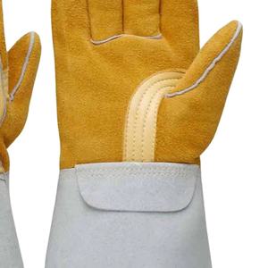 Gants de travail en cuir de vachette robustes et de sécurité, réglables, élastiques, pour le jardinage, la coupe, la construction, la ferme - Product Image 2