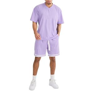 Chemise formelle d'été 2026 personnalisée à col en V et manches courtes, avec ensemble deux pièces oversize tendance pour homme en tissu éponge à séchage rapide - Product Image 2