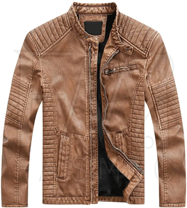 Veste en cuir tendance coupe ajustée pour l'hiver avec motif personnalisé, design oversize, fermeture éclair, doublure en fibre de bambou, coupe-vent - Product Image 2