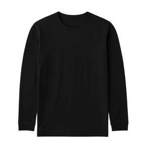 T-Shirt da Uomo Nera a Maniche Lunghe con Collo Rotondo, 100% Cotone Organico di Lusso Pre-Ristretto Certificato GOTS, Vestibilità Classica Premium - Product Image 1