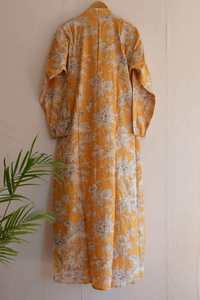 Vestido largo de algodón con estampado de bloque a mano, Túnica con estampado Floral de moda india, atuendo informal de verano Kurti para mujer - Product Image 3