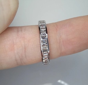 D Color Baguette Cut Lab Grown Diamonds Wedding <b>Ring</b> Beautiful Sterling Silver Eternity <b>Ring</b> for <b>Men</b> Women Gift for Her - Product Image 2