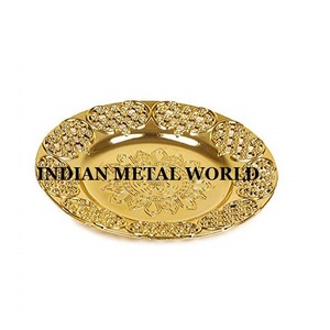 ร้านอาหารทองเหลืองบริสุทธิ์ตกแต่งอาหารที่ให้บริการถาดที่ดีที่สุดที่มีคุณภาพที่กำหนดเองรูปร่างถาดอาหารสำหรับขายส่ง - Product Image 1