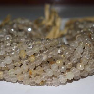 Cuentas Redondas Facetadas de Rutilo Dorado Natural de 6-7 mm, 14 Pulgadas para la Fabricación de Joyas - Product Image 1