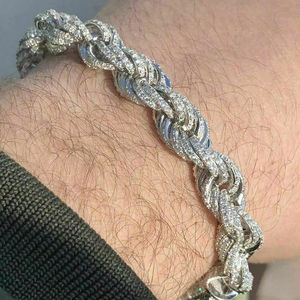 <b>Rope</b> Men's <b>Bracelet</b> 925 Sterling <b>Silver</b> 20ct Diamond Super ICY Real <b>Silver</b> Jewelry for Men's Fashion Jewelry - Product Image 1