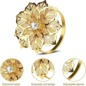 Porte-serviettes à fleurs en or de luxe pour décor de table élégant événements de mariage fêtes hôtel salle à manger Serviette Premium Accent - Product Image 3