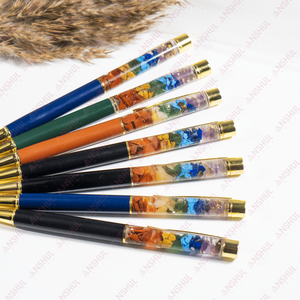 Best Buy Bulk Quantity AAA Grade Fashion Trend Crystal <b>Crafts</b> Metal Gemstones Premium 14mm 7Chakra Crystal Healing Aura Pens - Product Image 2